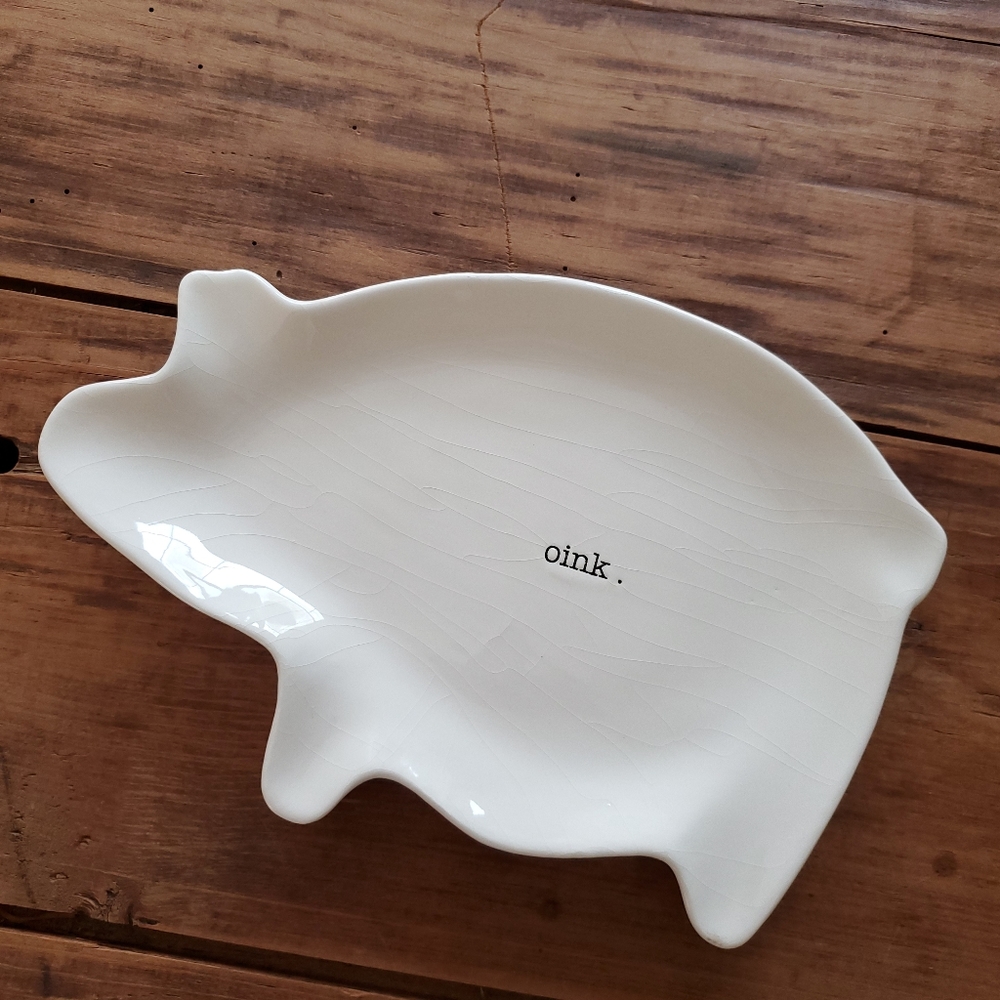 Magenta oink Ceramic Plate Rae Dunn Original Collectors Pig Plate